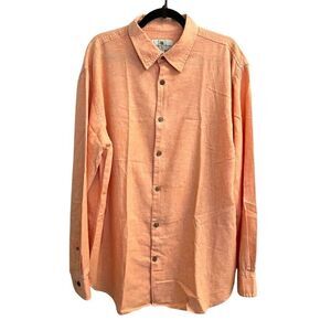 Island Shores Linen Blend Men's XL Orange Shirt Summer Beach Vacation Coastal